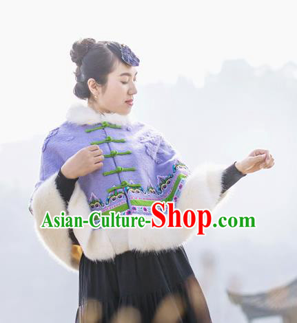 Traditional Chinese National Costume Plated Buttons Cloak, Elegant Hanfu Embroidered Tang Suit Jacket for Women
