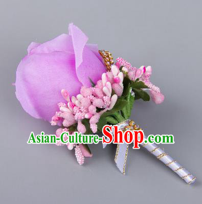 Top Grade Wedding Accessories Decoration Flower Corsage, China Style Wedding Ornament Champagne Bridegroom Champagne Lilac Brooch
