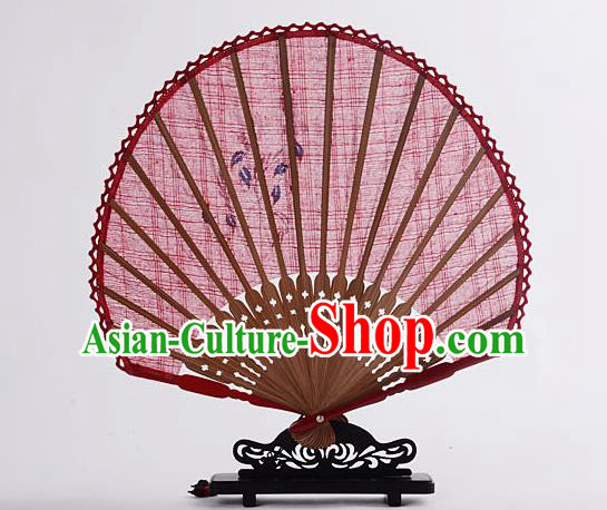 Traditional Chinese Handmade Crafts Hand Painting Flower Folding Fan, China Classical Linen Sensu Sunflower-type Red Fan Hanfu Fans for Women