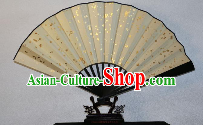 Traditional Chinese Handmade Crafts Xuan Paper Folding Fan, China Classical Art Paper Sensu Codiaeum Fan Hanfu Fans for Men