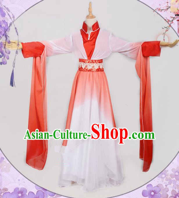 Chinese Ancient Cosplay Han Dynasty Fairy Costumes, Chinese Traditional Red Hanfu Dress Clothing Chinese Cosplay Princess Costume for Women