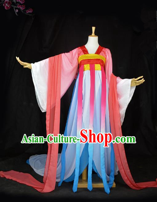 Chinese Ancient Cosplay Tang Dynasty Imperial Princess Fairy Costumes, Chinese Traditional Hanfu Red Dress Clothing Chinese Palace Lady Dance Costume for Women