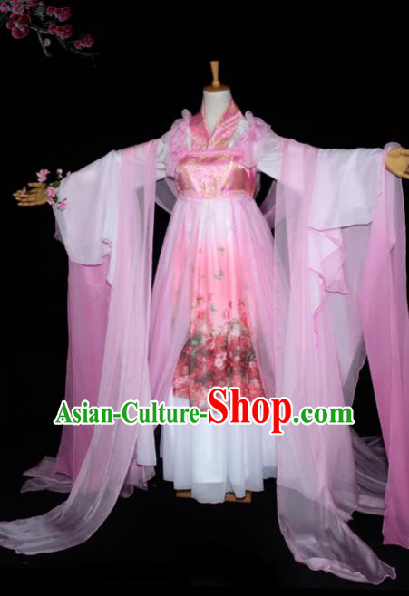 Chinese Ancient Cosplay Tang Dynasty Princess Dance Pink Dress, Chinese Traditional Hanfu Clothing Chinese Fairy Palace Lady Costume for Women