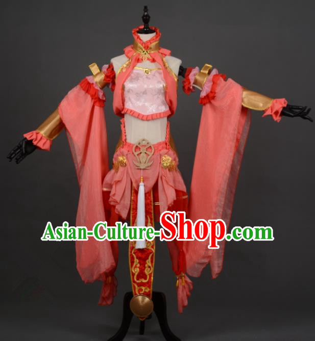 Chinese Ancient Cosplay Tang Dynasty Chivalrous Lady Red Dress, Chinese Traditional Hanfu Clothing Chinese Princess Fairy Costume for Women