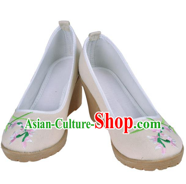 Traditional Chinese Ancient Wedding Cloth Shoes, China Princess Linen Shoes Hanfu Handmade Embroidery Shoe for Women