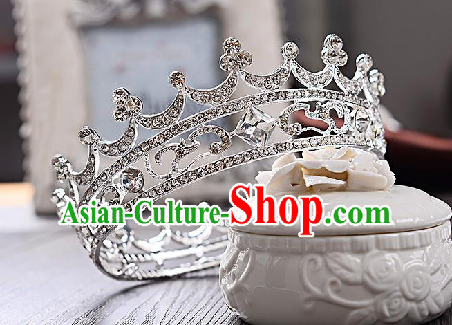 Top Grade Handmade Chinese Classical Hair Accessories Baroque Style Crystal Round Wedding Royal Crown, Bride Princess Hair Jewellery Hair Coronet for Women