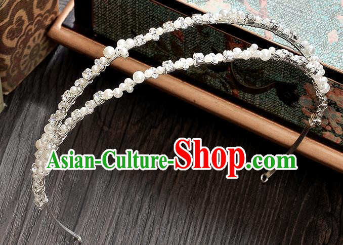 Top Grade Handmade Chinese Classical Hair Accessories Baroque Style Pearls Wedding Royal Crown, Bride Princess Hair Jewellery Hair Clasp for Women