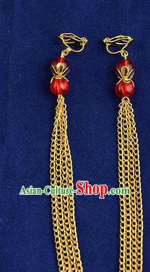 Top Grade Handmade Chinese Classical Jewelry Accessories Xiuhe Suit Wedding Red Earrings Bride Tassel Eardrop for Women