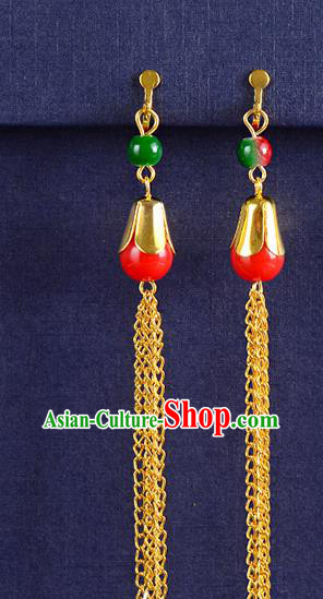 Top Grade Handmade Chinese Classical Jewelry Accessories Xiuhe Suit Wedding Earrings Bride Red Bead Tassel Eardrop for Women