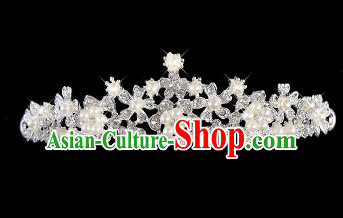Top Grade Handmade Chinese Classical Hair Accessories Baroque Style Wedding Queen Crystal Pearls Royal Crown, Bride Hair Kether Jewellery Hair Clasp for Women