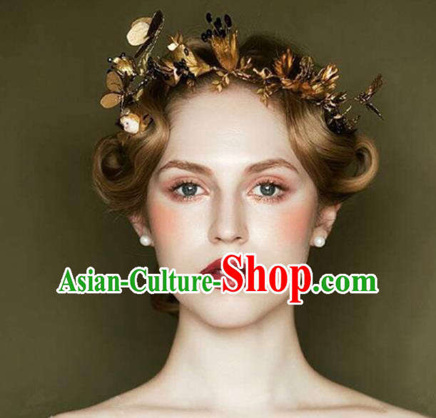 Top Grade Handmade Chinese Classical Hair Accessories Baroque Style Wedding Dragonfly Golden Hair Stick Headband Bride Hair Clasp for Women
