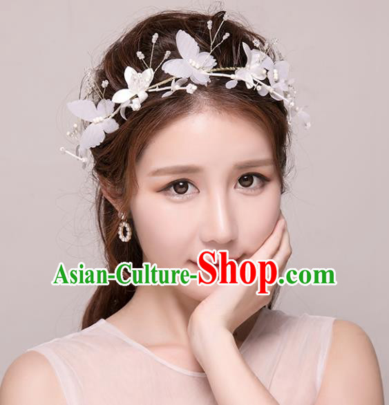 Top Grade Handmade Chinese Classical Hair Accessories Princess Wedding Silk Butterfly Hair Clasp Headband Bride Headwear for Women