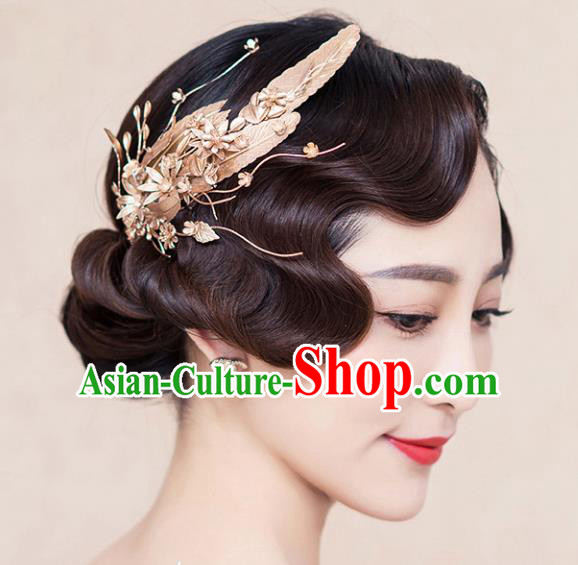 Top Grade Handmade Chinese Classical Hair Accessories Princess Wedding Golden Hair Claw Hair Stick Bride Headwear for Women