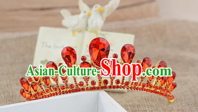 Top Grade Handmade Hair Accessories Baroque Luxury Red Crystal Hair Comb, Bride Wedding Hair Kether Jewellery Princess Imperial Crown for Women