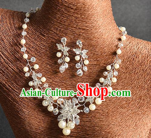 Top Grade Handmade Chinese Classical Full Dress Jewelry Accessories Wedding Tassel Pearls Crystal Necklace and Earrings Bride Hanfu Headgear for Women