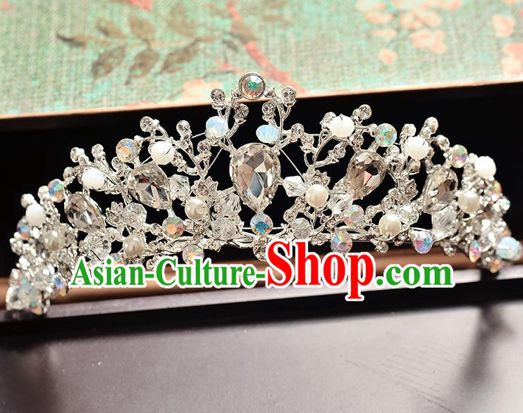 Top Grade Handmade Hair Accessories Baroque Luxury Crystal Beads Royal Crown, Bride Wedding Hair Kether Jewellery Princess Imperial Crown for Women