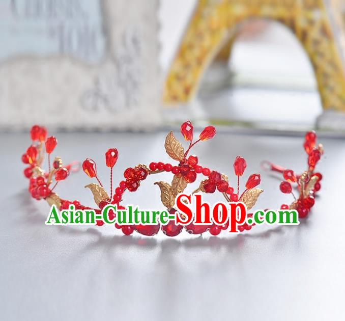 Top Grade Handmade Chinese Classical Hair Accessories Princess Wedding Baroque Headwear Red Crystal Hair Clasp Bride Headband for Women