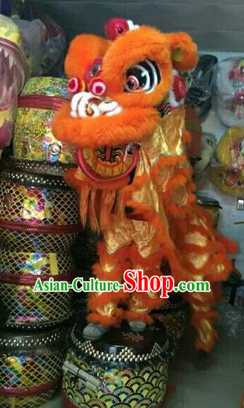 World Lion Dance Competition Orange Fur Lion Head Lion Dance Costumes Complete Set for Adult