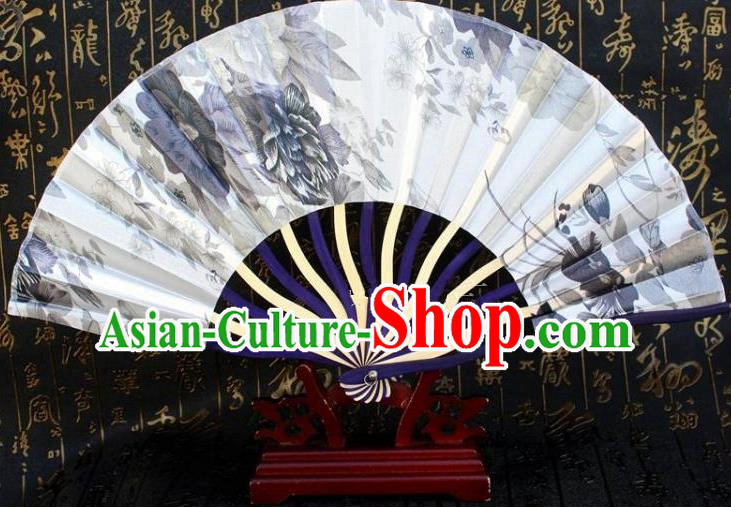Traditional Chinese Crafts Peking Opera Folding Fan China Sensu Ink Painting Japan White Silk Fan for Women