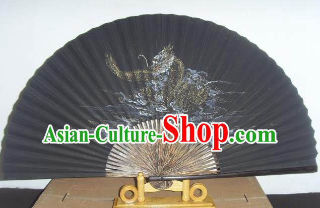 Traditional Chinese Crafts Peking Opera Folding Fan China Sensu Hand Painting Chinese Zodiac Dragon Silk Fan for Men