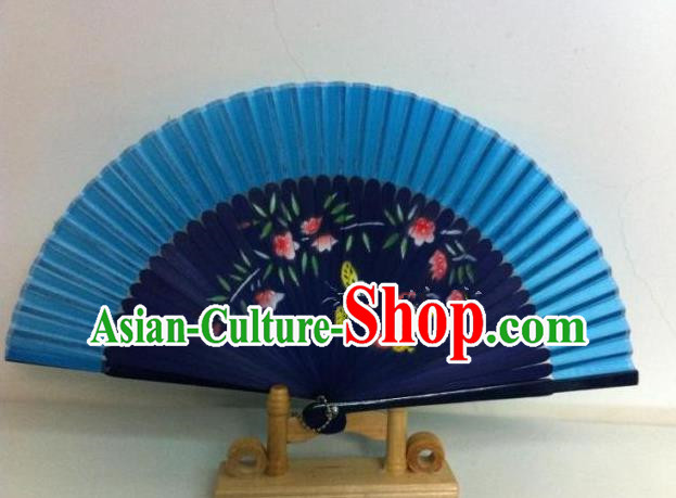Traditional Chinese Crafts Peking Opera Folding Fan China Sensu Handmade Chinese Painting Navy Fan for Women