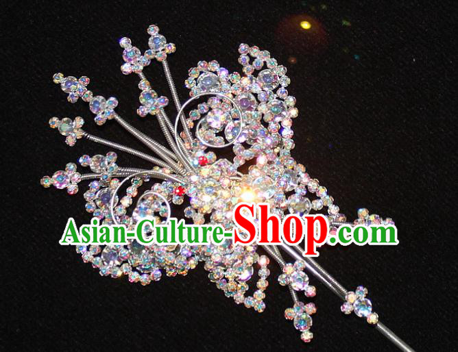 Traditional China Beijing Opera Young Lady Hair Accessories Tassel Step Shake, Ancient Chinese Peking Opera Hua Tan Headwear Diva Colorful Crystal Empress Butterfly Hairpins
