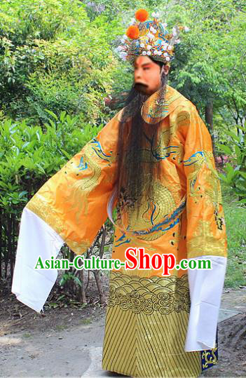 Traditional China Beijing Opera Costume Royal Highness Embroidered Robe and Headwear, Ancient Chinese Peking Opera Embroidery King Gwanbok Clothing