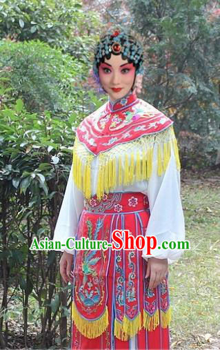 Traditional China Beijing Opera Hua Tan Costume Imperial Princess Embroidered Robe, Ancient Chinese Peking Opera Female Diva Embroidery Dress Red Clothing