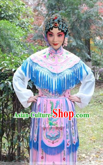 Traditional China Beijing Opera Hua Tan Costume Imperial Princess Embroidered Robe, Ancient Chinese Peking Opera Female Diva Embroidery Dress Pink Clothing