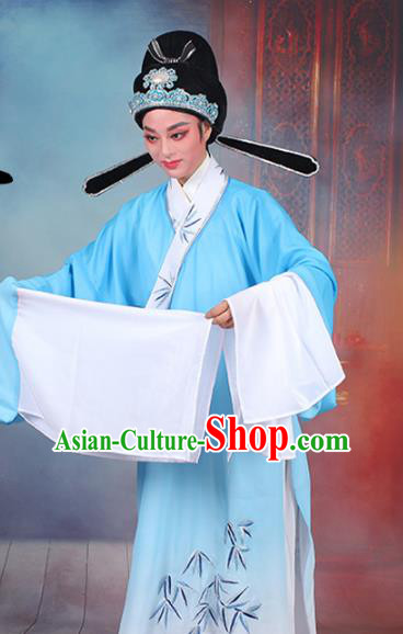 Traditional China Beijing Opera Niche Costume Lang Scholar Embroidered Robe, Ancient Chinese Peking Opera Embroidery Bamboo Clothing