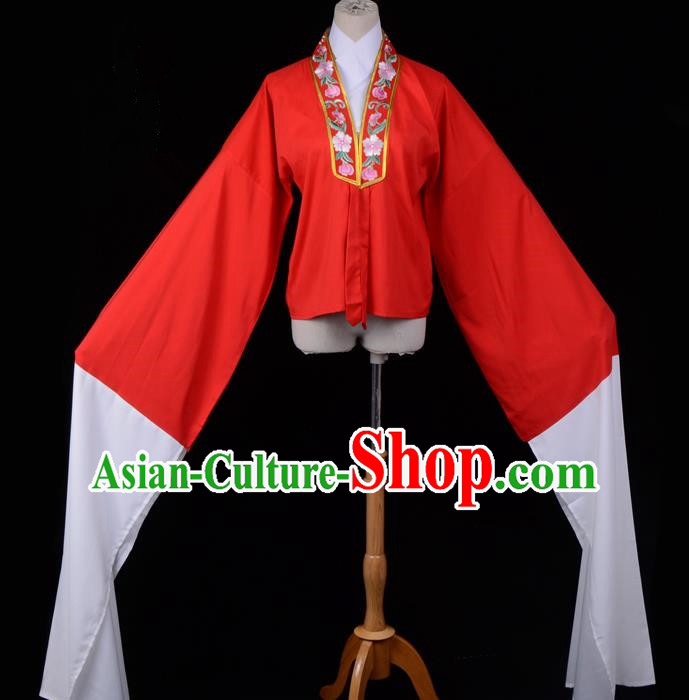 Traditional China Beijing Opera Young Lady Hua Tan Costume Princess Embroidered Red Blouse, Ancient Chinese Peking Opera Diva Embroidery Water Sleeve Clothing