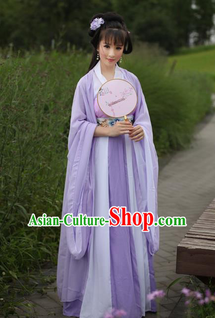Traditional Chinese Tang Dynasty Young Lady Fairy Embroidery Costume, Elegant Hanfu Clothing Chinese Ancient Princess Dress Clothing for Women