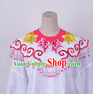 Traditional China Beijing Opera Young Lady Hua Tan Costume Princess Embroidered Peach Pink Cloud Shoulder, Ancient Chinese Peking Opera Diva Embroidery Cappa Clothing