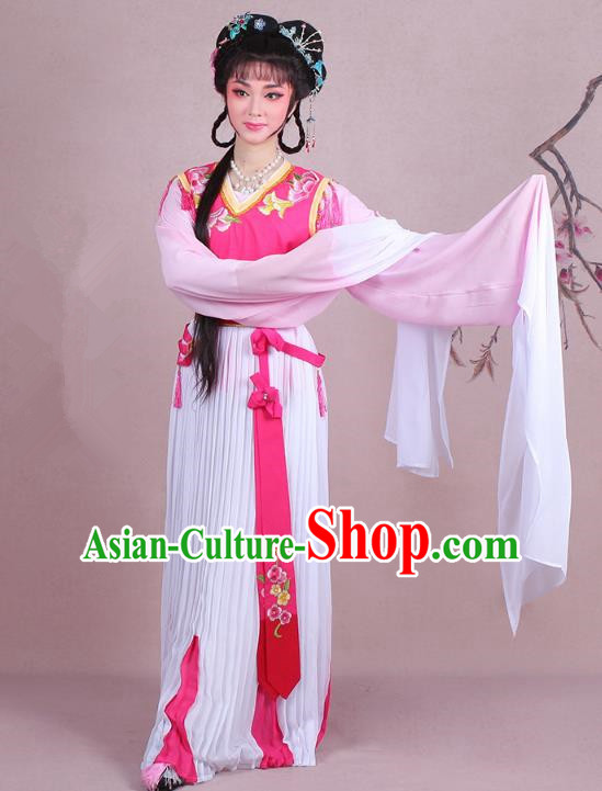 Traditional China Beijing Opera Young Lady Servant Girl Costume Embroidered Pink Dress, Ancient Chinese Peking Opera Diva Embroidery Clothing