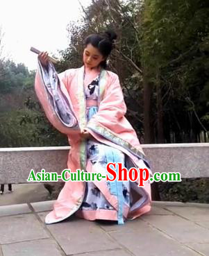 Traditional Chinese Han Dynasty Imperial Concubine Costume Cloak Complete Set, China Ancient Hanfu Dress Palace Princess Embroidery Clothing for Women