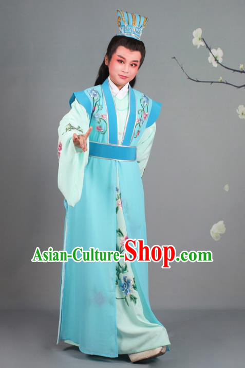 Traditional China Beijing Opera Niche Costume Gifted Scholar Embroidered Robe and Headwear, Ancient Chinese Peking Opera Young Men Embroidery Clothing