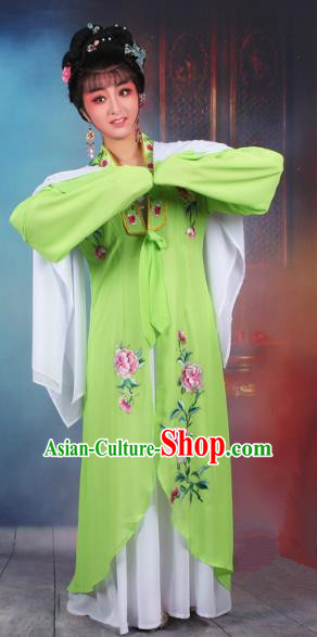Traditional China Beijing Opera Young Lady Hua Tan Costume Princess Green Embroidered Cape, Ancient Chinese Peking Opera Diva Embroidery Dress Clothing
