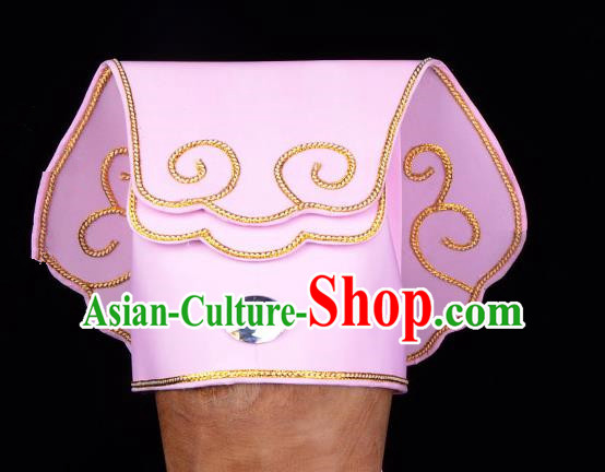 Traditional China Beijing Opera Young Men Hair Accessories Scholar Share-Win Headwear, Ancient Chinese Peking Opera Niche Pink Hat