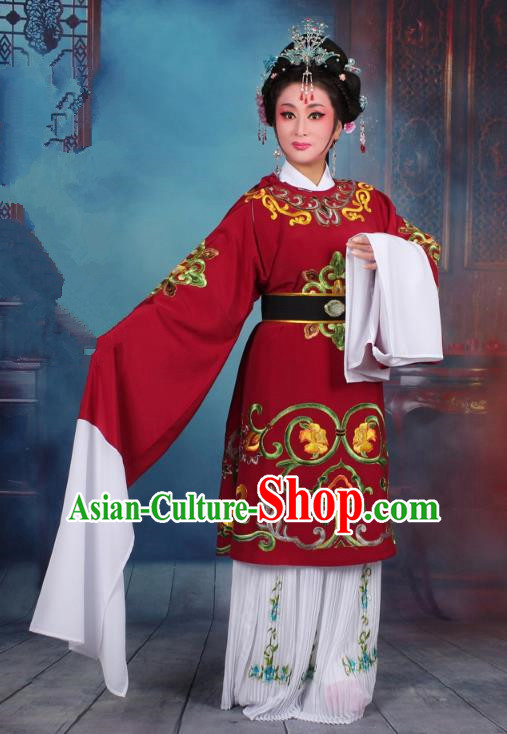 Traditional China Beijing Opera Old Women Costume Matchmaker Embroidered Red Clothing, Ancient Chinese Peking Opera Pantaloon Dress Clothing