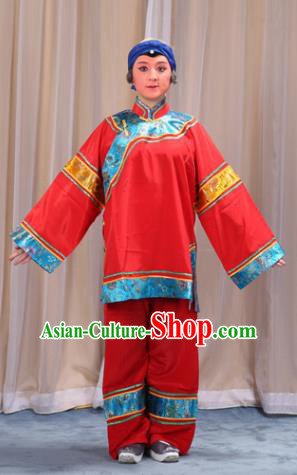 Top Grade Professional Beijing Opera Old Women Costume Pantaloon Embroidered Red Clothing, Traditional Ancient Chinese Peking Opera Matchmakers Embroidery Clothing