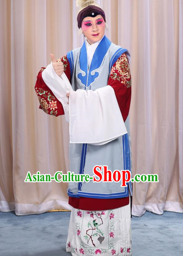 Top Grade Professional Beijing Opera Old Women Costume Long Waistcoat, Traditional Ancient Chinese Peking Opera Pantaloon Clothing