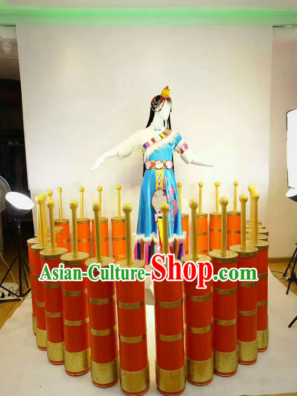 Professional Stage Performance Costumes Made to Order Custom Tailored Tibetan Dance Costume and Classical Headpieces Hair Accessories