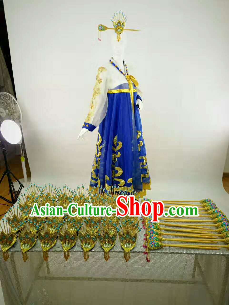 Professional Stage Performance Costumes Made to Order Custom Tailored Korean Dance Costume and Classical Headpieces Hair Accessories
