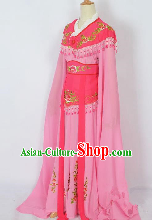 Traditional Chinese Professional Peking Opera Young Lady Costume Pink Embroidery Dress, China Beijing Opera Diva Hua Tan Embroidered Clothing