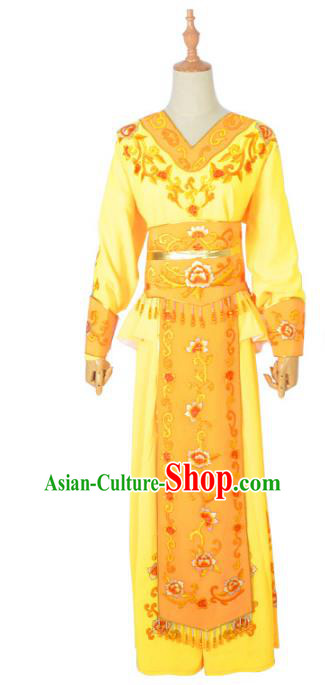 Traditional Chinese Professional Peking Opera Female Warrior Yellow Costume, China Beijing Opera Blues Swordplay Embroidered Clothing