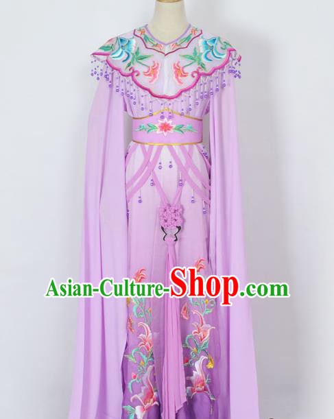Traditional Chinese Professional Peking Opera Diva Young Lady Princess Costume Purple Embroidery Dress, China Beijing Opera Hua Tan Embroidered Clothing