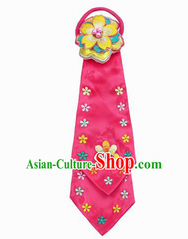 Traditional South Korean Handmade Hair Accessories Rosy Embroidery Headband, Top Grade Korea Children Hair Clasp Headwear for Kids