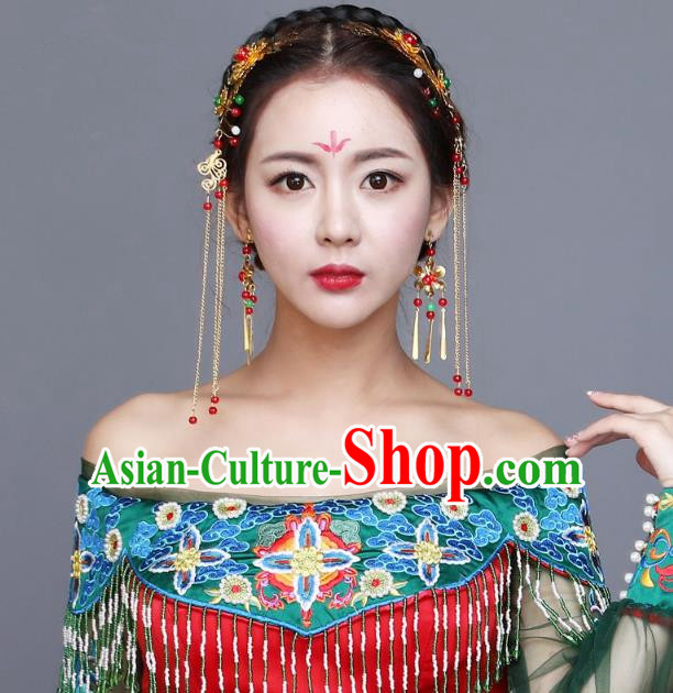 Traditional Handmade Chinese Ancient Classical Hair Accessories Complete Set Bride Wedding Barrettes Hair Clasp, Xiuhe Suit Hair Jewellery Hair Fascinators Hairpins for Women