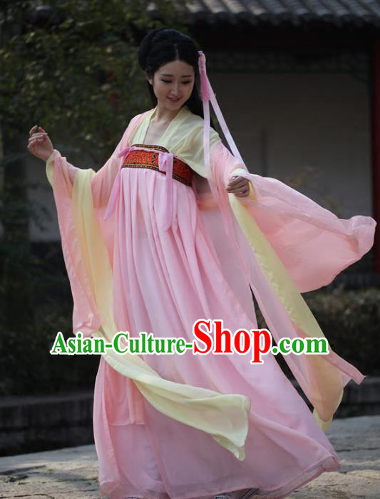 Traditional Ancient Chinese Imperial Princess Wide Sleeve Costume, Elegant Hanfu Clothing Chinese Tang Dynasty Imperial Empress Embroidered Dress for Women