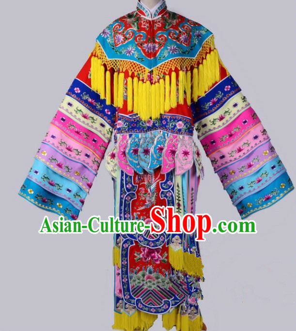 Top Grade Professional Beijing Opera Diva Costume Palace Lady Senior Concubine Embroidered Dress, Traditional Ancient Chinese Peking Opera Embroidery Clothing